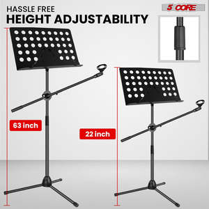 Support de musique 5-en-1 réglable pour bureau avec support micro, support de partitions portable en métal - Product Image 2