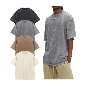 T-shirts à épaules tombantes surdimensionnés délavés à l'acide pour hommes T-shirts à coupe ample pour hommes 300 GSM - Product Image 1