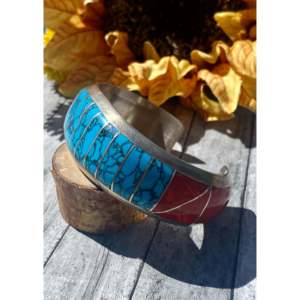 Irene Platero's Multi-Stone & Sterling <b>Silver</b> Inlaid Fashion <b>Cuff</b> <b>Bracelet</b> - Product Image 4