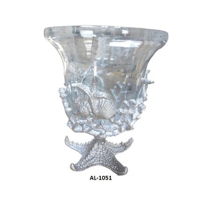 Aluminum <b>Candle</b> Holder Nickel Plated Embossed with Glass Chimney <b>Candle</b> Holder Classical Style Hand Crafted <b>Cheap</b> <b>Candle</b> Holder - Product Image 2