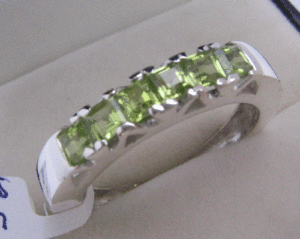 Shah Gems Women's Natural Peridot <b>Ring</b> in 925 Sterling <b>Silver</b> <b>Emerald</b> Cut Geometric Pattern with Rhodium Plating Everyday Wear - Product Image 1