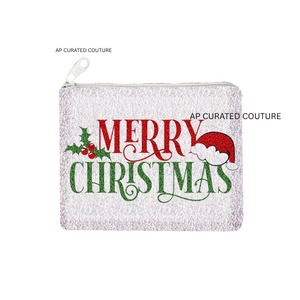 Vente chaude femmes perlé noël brodé porte-monnaie à la main coloré dernière conception mode fermeture éclair sac cosmétique étui - Product Image 6