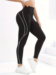 Women's Solid <b>Mesh</b> Gym Yoga Hip Lifting High Waisted Leggings Elastic Waistband Breathable Anti-Bacterial Eco-Friendly Sports - Product Image 6