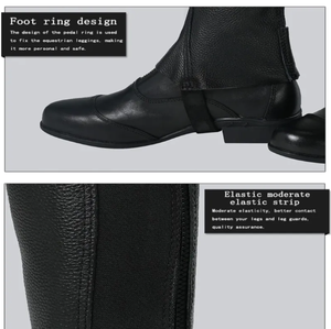 Meilleur Design Demi Chaps en Cuir pour Hommes Impression de Logo Personnalisé Style Occidental Noir Couleur OEM ODM Vente en Gros pour Équitation - Product Image 6