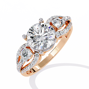 Bague de fiançailles élégante vintage en or 10 carats avec diamant ovale de laboratoire et trois pierres, accents pavés, bijoux de mariée raffinés pour femme, éthique - Product Image 5