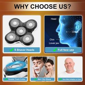Paquete de 3 cabezales de repuesto para afeitadora eléctrica, mini afeitadora rotativa eléctrica, cuchillas dobles y triples, funcionamiento alemán, lavable. - Product Image 6