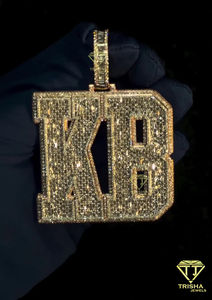 Pendentif lettre en couches coupe émeraude VVS Lab Grown Glacé Lettre de l'alphabet personnalisé Pendentif Hip Hop en argent sterling 925 - Product Image 2