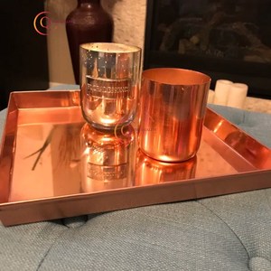 Plateau de service rectangulaire en métal cuivre Plateau de vaisselle décoratif martelé Plateau de service plaqué designer fait à la main Fournitures - Product Image 4