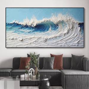 Pintura al óleo con textura de mano de océano 3D, decoración del hogar con mar azul abstracto, decoración de pared de moda, pintura de Arte Impresionista - Product Image 3