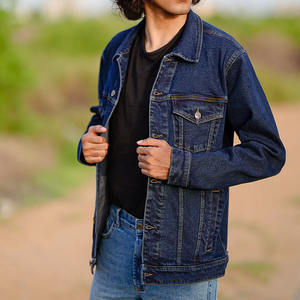 Meilleure vente en gros de veste en jean bleu foncé de grande taille veste en jean pour hommes vestes en jean motard classiques vintage à manches longues - Product Image 2