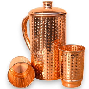 Producto de tendencia superior, jarra de diseño martillado de cobre puro con acabado brillante de vidrio para vajilla, jarra de contenedor de agua potable - Product Image 3