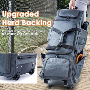 Bolsa de béisbol con carrito deportivo de alta calidad con ruedas y compartimento para zapatos, logotipo personalizado, cuero PU, diseño ligero duradero - Product Image 2