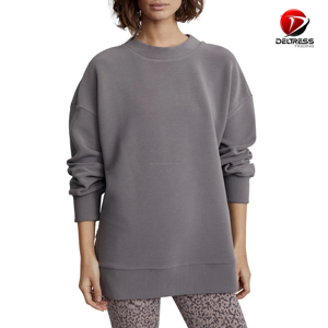 Derniers sweatshirts élégants à col rond pour femmes respirants surdimensionnés couleurs personnalisables et logo antibactérien en gros - Product Image 3