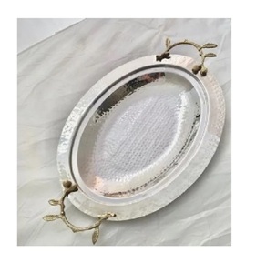 Best Selling Customized Metal <b>Serving</b> Tray Elegant Tabletop <b>Platter</b> for Home Use Excellent Quality for Food Occasions Wholesale - Product Image 6