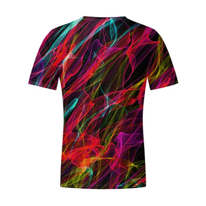 T-shirt à manches courtes à motif néon abstrait, vêtements décontractés pour hommes, mode estivale, design coloré, t-shirt graphique - Product Image 5
