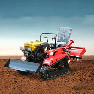 Mini Tractor Agrícola Compacto con Cuchilla Delantera, Tractor de Orugas Rojo para Trabajo de Campo, Maquinaria Agrícola Compacta - Product Image 4