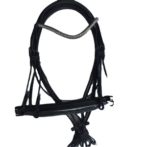 บังเหียนหนังบุนวมนุ่มพร้อมแถบคิ้วตกผลึกและส่วนจมูกหนังสิทธิบัตรผู้ผลิต - Product Image 1