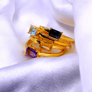 Shining Sterling Silver 925 Blue Topaz Gemstone Vintage Style Baguette Shape Fashion Finger Single Stone <b>Ring</b> - Product Image 4