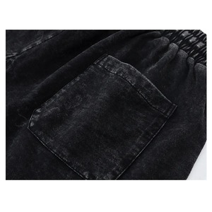 2026 Hot Sale 100% Cotton Acid Wash Black Color Screen Printed Shorts for Men's Custom Stringer Ruff Work Sportswear Shorts - Product Image 5
