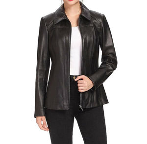 Invierno sólido a prueba de viento PU para las señoras de las mujeres Casual corto Biker chaquetas de cuero con bolsillo con cremallera - Product Image 2