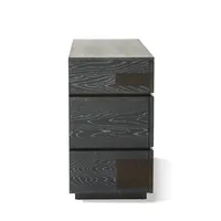 Commode moderne en chêne noir cerisé |   Commode de rangement pour chambre à coucher à 6 tiroirs avec texture de grain de bois naturel