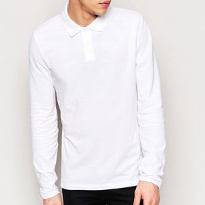 Piqué de style d'été pour hommes, polo à manches longues, col côtelé, patte de patte à deux boutons, design ajusté respirant, tricoté - Product Image 1