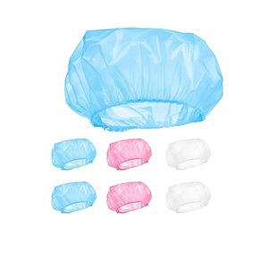 Lot de 6 bonnets de douche compostables GE (PLA/PBAT) pour adultes, imperméables, motif uni mignon - 2 couleurs - Product Image 1