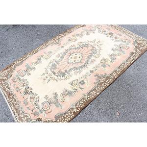 Tapis turc 4x6,8 pieds, tapis en laine Ikat marron - Product Image 3