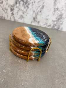 Modern Interior Wooden Resin Coaster Handcrafted High Quality Bohemian Style Eco-Friendly <b>Table</b> Coaster for Living Room - Product Image 5