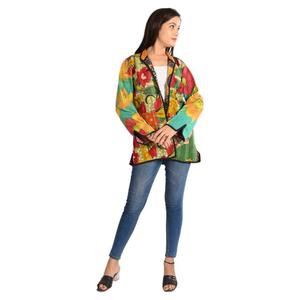 Handmade Boho Chic Lightweight Vintage Cotton <b>Kantha</b> Reversible <b>Jacket</b> for Women Sustainable Stylish for Autumn Winter Seasons - Product Image 2