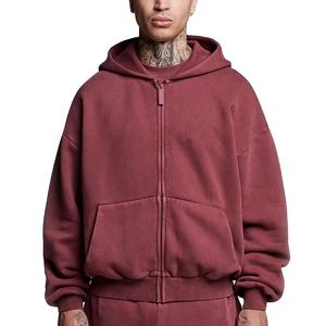 Oversize logotipo personalizado 100% algodón deportes personalizado lavado ácido chándal Puff estampado hombres pulóver Joggers ropa Streetwear hombres - Product Image 3