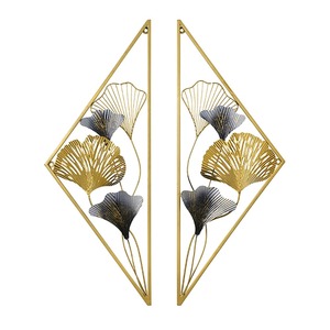 Arte de pared de Metal de diseño moderno, Triángulo Dorado, hoja de Gingko para decoración del hogar, sala de estar, dormitorio, salón, regalos de boda colgantes - Product Image 1