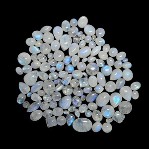 Piedra de la luna arcoíris cabujón, piedra de nacimiento de junio, de buena calidad, piedra de luna blanca natural, gemas sueltas de fuego azul de formas mixtas, Mehrajudin - Product Image 4