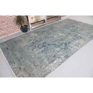 Alfombra Turca, Alfombra Vintage de 5.9x11.2 pies, Alfombra de Lana a Rayas Azul Gris - Product Image 4