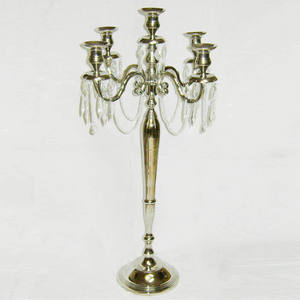 เชิงเทียนคริสตัลสีทอง5แขนสำหรับตกแต่งพื้นทำด้วยมือเชิงเทียนอลูมิเนียมเชิงเทียนสีทอง - Product Image 2