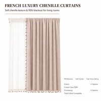 Rideaux occultants en jacquard chenille à motifs floraux 70-90 pour salon et chambre à coucher