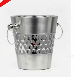 Enfriador de vino de acero inoxidable con acabado plateado de primera calidad, cubo de hielo para restaurante y bar de hotel - Product Image 1