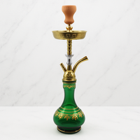 Ensemble de chicha moderne WELKIN en or de luxe avec logo personnalisable, base en verre vert, tige en métal doré