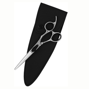 Ciseaux de coupe de cheveux de barbier miroir polonais ciseaux de salon de beauté en acier inoxydable avec repose-doigt fixe et pochette - Product Image 5