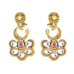 The99Jewel Gold Plated Purple Pota Stone Dangler Earrings <b>Fine</b> <b>Hoop</b> <b>Earings</b> - Product Image 1
