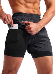 Pantalones Cortos Deportivos 2 en 1 para Hombre con Bolsillo para Teléfono, Secado Rápido, para Gimnasio, Entrenamiento, Fitness - Product Image 2