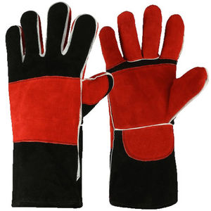 Gants de travail de soudeur en cuir de qualité supérieure résistants à la chaleur et aux coutures ignifuges Logo personnalisé Gants de sécurité de soudage robustes de 14 pouces - Product Image 1
