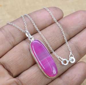 Colgante de Ágata Rosa de Botsuana, Joyería de Plata de Ley Hecha a Mano con Piedras Preciosas, Collar de Piedra Natural, Regalo para Mujer - Product Image 4