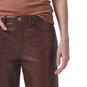 กางเกงเอวกลางหนัง PU สำหรับผู้หญิงกางเกงสไตล์ซักได้สำหรับฤดูหนาวออกแบบโลโก้ได้ตามต้องการแบบมืออาชีพ2025 - Product Image 3