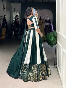 Diseñador estilo Bollywood puro rayón pesado Lehenga Choli liso impreso espejo trabajo encaje Gota Patti para verano invierno boda desgaste - Product Image 5