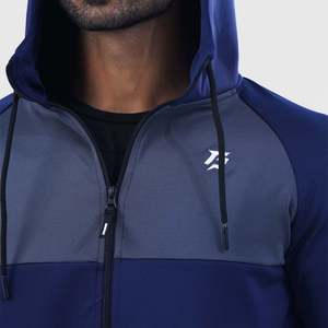 Sporty Navy Forbearance Zipper Hoodie with Hooded Collar for Autumn Season - Product Image 5