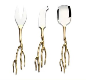 Juego de cubiertos de lujo de 4 piezas, vajilla navideña elegante de acero inoxidable con mango acrílico, cuchillo para queso, esparcidor de regalo - Product Image 3