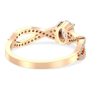 Anillo de Compromiso de Plata de Ley 925 con Moissanita, Venta Directa de Fábrica REYES, Chapado en Oro Rosa de 14K, Joyería Fina - Product Image 4