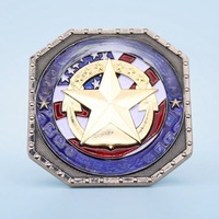 Pièces commémoratives personnalisées en alliage de zinc, design drapeau étoile dorée, forme octogonale 3D, pour reconnaissance et cadeau d'honneur des équipes de sécurité
