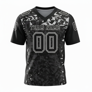 เสื้อซ้อมอเมริกันฟุตบอลแบบกำหนดเองสำหรับผู้ใหญ่ แขนสั้น ระบายอากาศได้ดี มีตัวเลือกไซส์ใหญ่ ด้านหน้า 100% โพลีเอสเตอร์ คอวี - Product Image 4